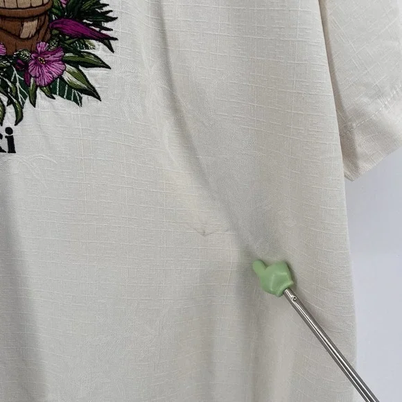 Tommy Bahama Isle of Tiki Embroidered Short Sleeve Silk Graphic Shirt XXL Rare - Picture 7 of 9